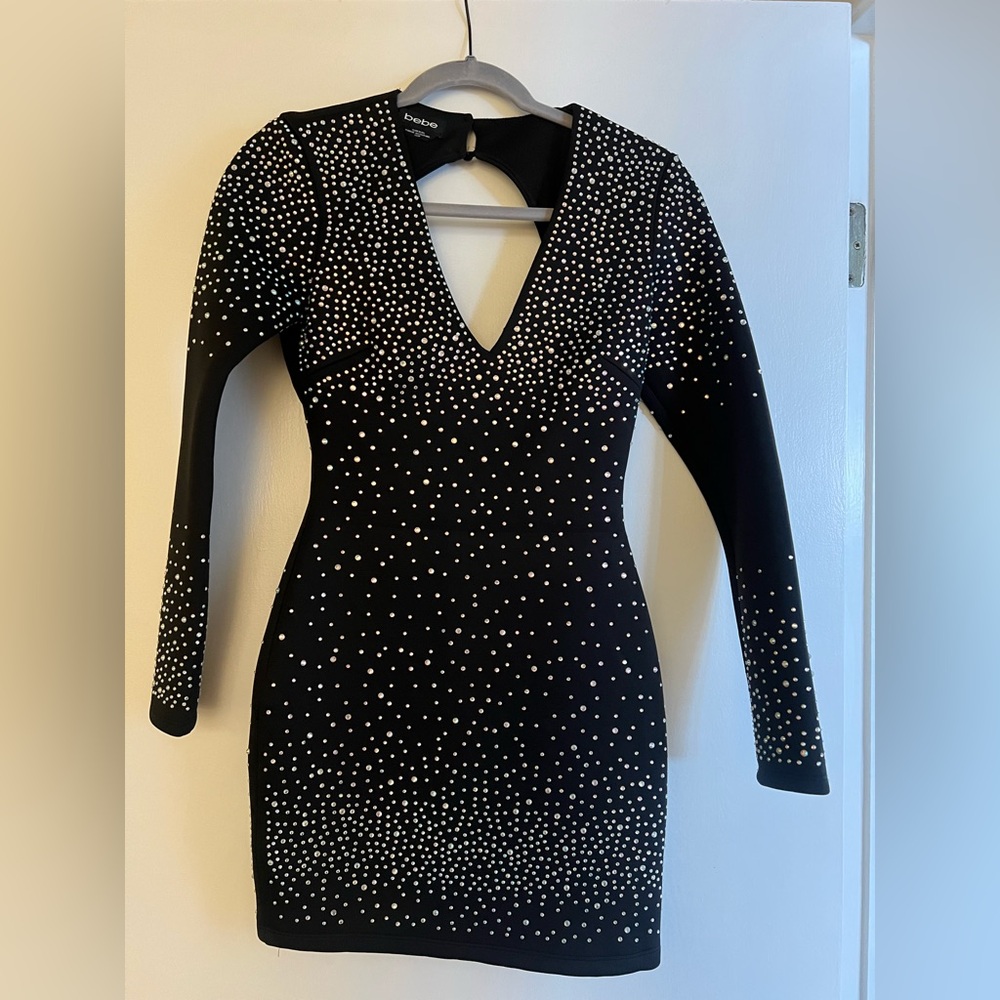 Bebe body contour rhinestone dress xs